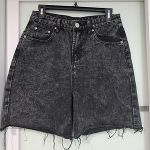 Prettylittlething Washed Women's Black Denim High Waisted Shorts